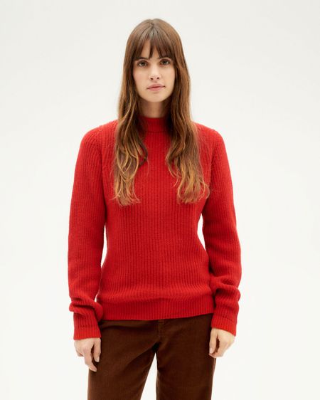 Pull maille en laine certifiée | rouge "red hera knitted sweater"