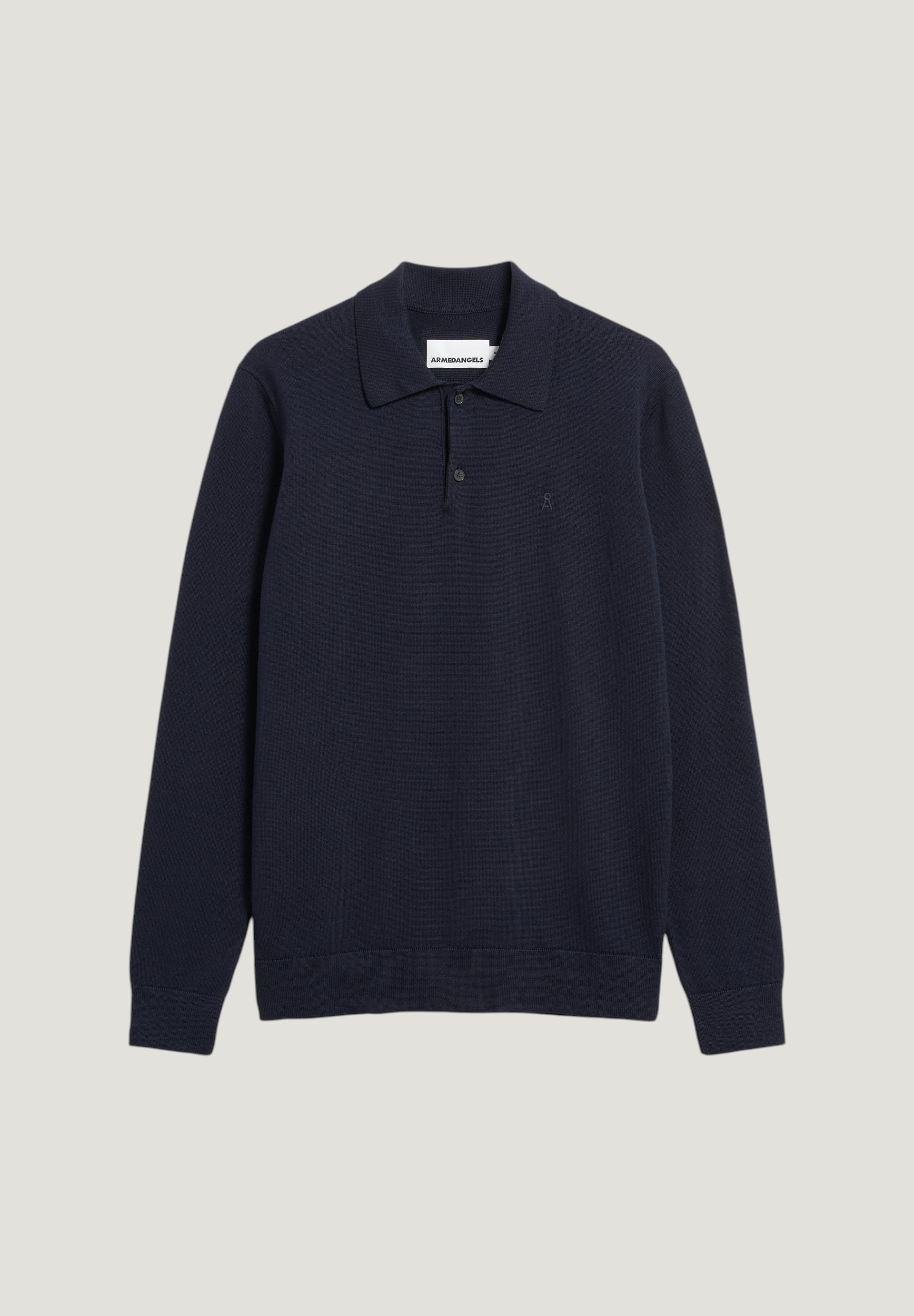 Pull polo en coton bio | marine "Knit longsleeve poloshirt - night sky", Armedangels, photo 6