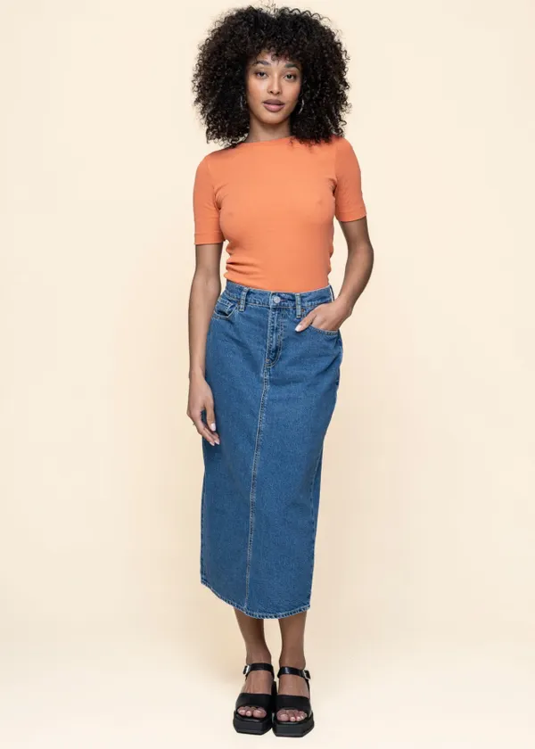 Jupe longue jean en coton bio | bleu "kaalyke - daydream", Armedangels
