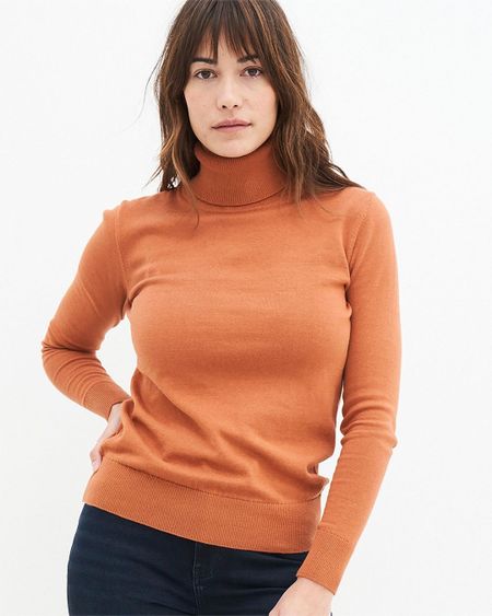 Pull col roulé en coton bio | orange "rachel turtleneck - warm rust"