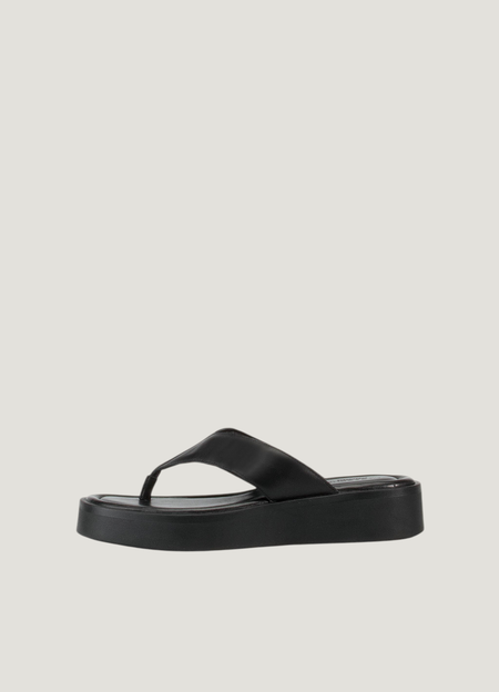 Sandales plateforme en cuir certifié | noir "danya - black"