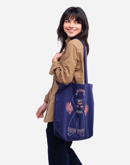 Sac cabas en coton biologique | bleu "tote bag toto mothersea"