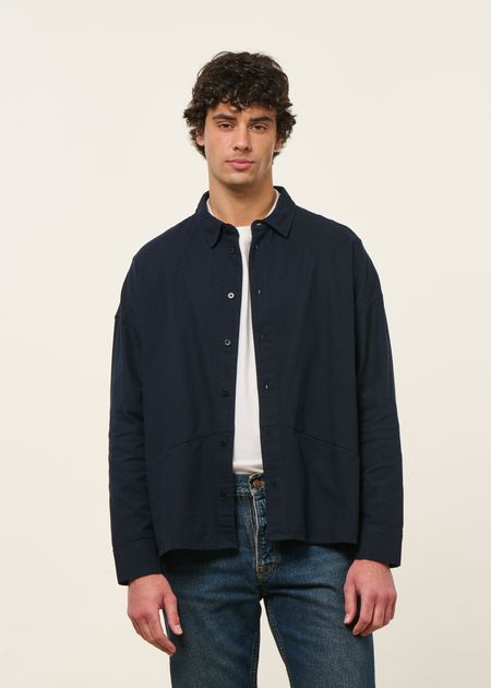Chemise en coton bio | marine "navy jim shirt - blue" - Thinking Mu