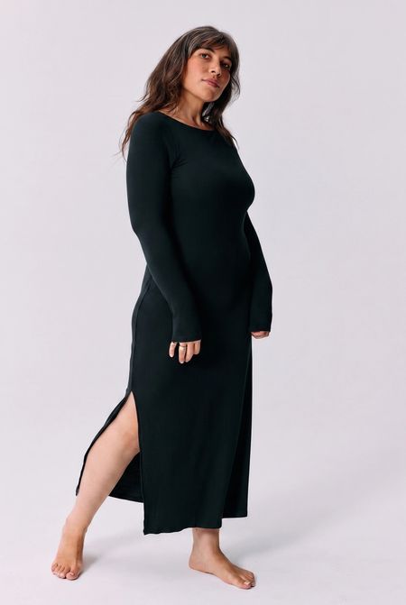 Robe réversible midi manches longues en tencel, Maline Bodywear
