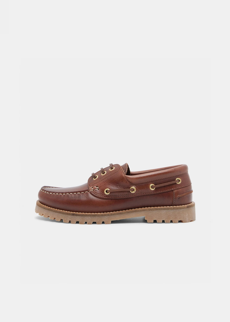 Chaussures bateau en cuir certifié | ollie boat shoe - brown leather
