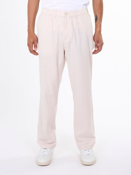 Pantalon léger beige en coton bio - loose slack pant light feather gray