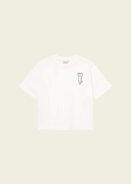 T-shirt en coton bio | blanc "vadstena heart cat off-white - whisper white" - Dedicated