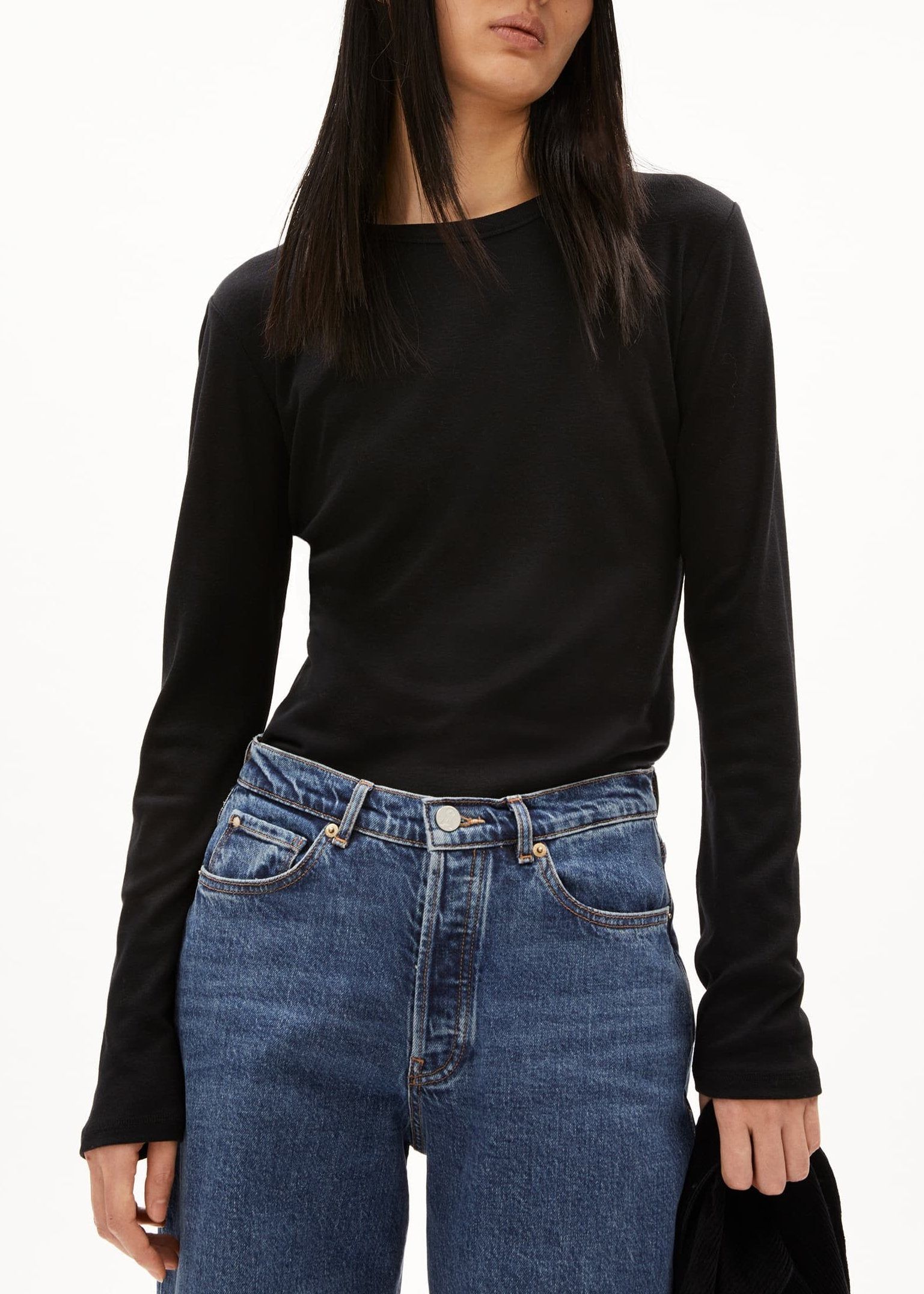 T-shirt manches longues en tencel® et laine bio | noir "maiaa luannaa - black", Armedangels, photo 1