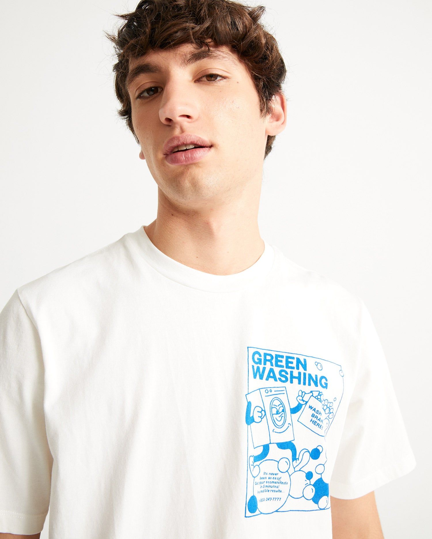 T-shirt imprimé blanc en coton bio - greenwashing, Thinking Mu, photo 2
