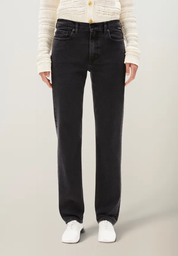 Jean droit en coton recyclé et tencel | noir délavé "Carenaa mid straight jean - ebony", Armedangels