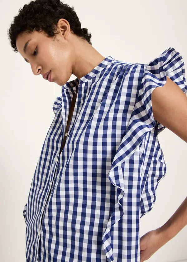 Blouse en coton bio | vichy bleu, Lanius