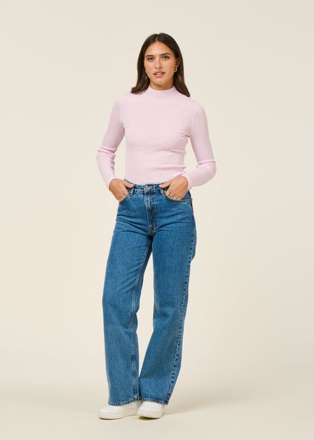 Sous-pull côtelé en coton biologique | rose pâle "alaania knit sweater - pink mist", Armedangels, photo 4