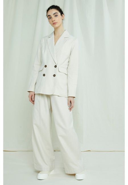 Blazer beige en coton bio - naira