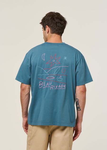 T-shirt oversize en coton bio | bleu "rivage steel bleu"