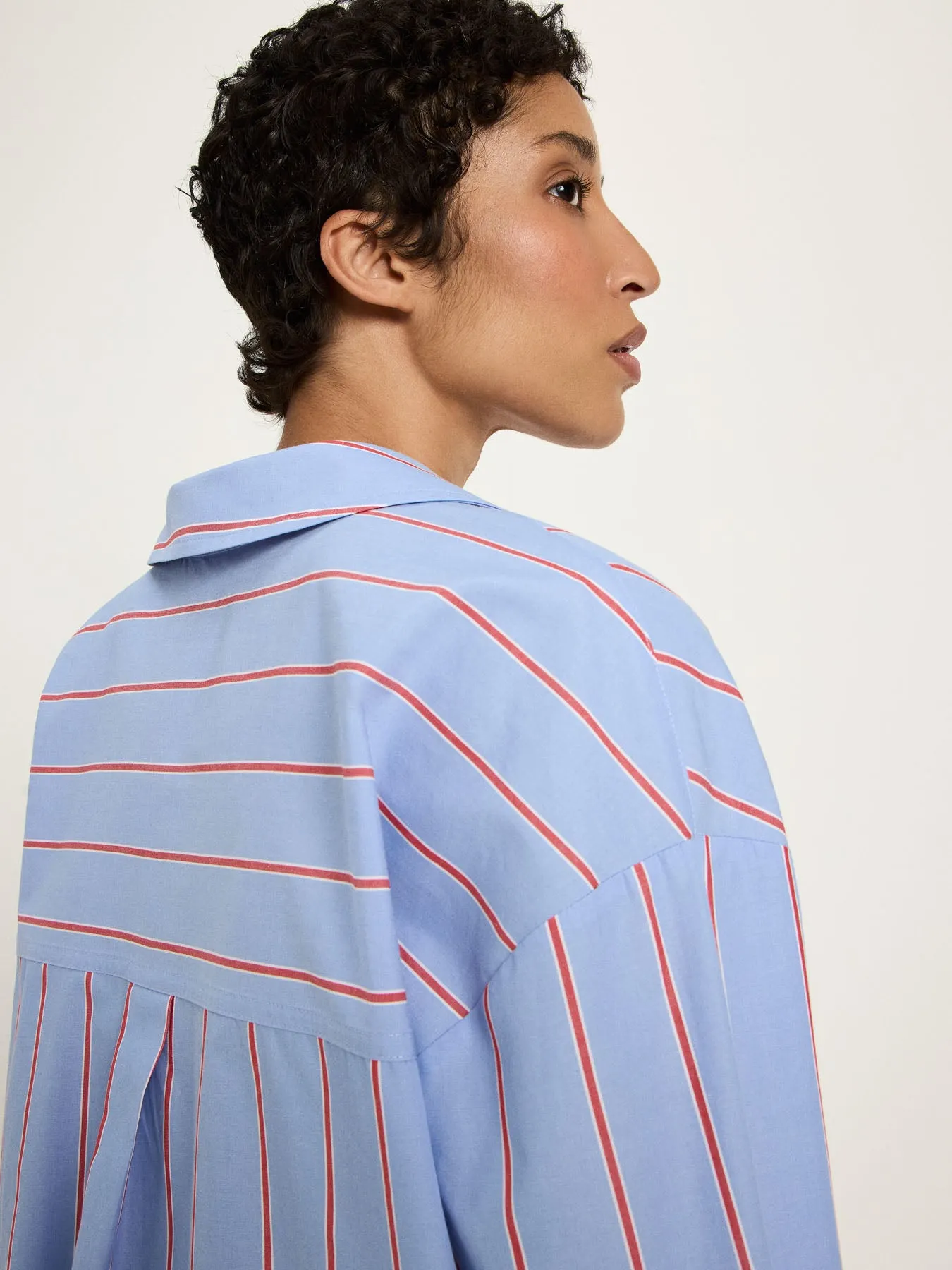 Chemise en coton bio | rayé bleu et rouge "streifenhemd - blue/ lava red", Lanius, photo 3