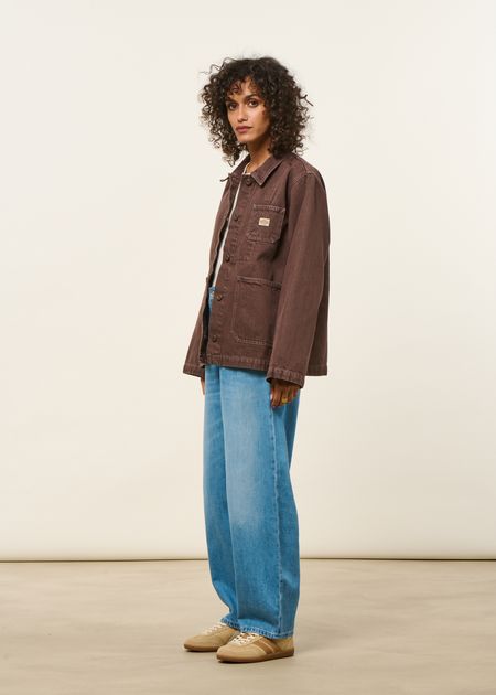 Veste denim en coton bio | marron "ada workwear - jacket-espresso" - Nudie Jeans