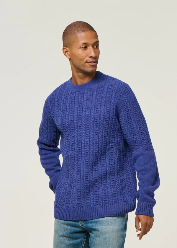 Pull torsadé en laine recyclée | bleu "joannis - abyss", Bask in the Sun