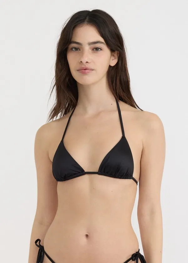 Haut de maillot en matières recyclées | noir brillant "solar swim triangle bikini top - shimmer night", Organic Basics