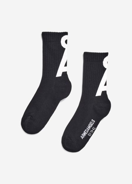 Chaussettes en coton biologique | noir et blanc "saamus short - black - white"