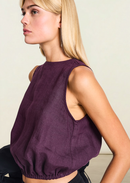 Top en lin | bordeaux "lupin - cherry lacquer" - Jan'n June