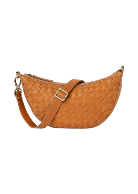 Sac à bandoulière en cuir certifié | camel "leo wild oak woven leather"