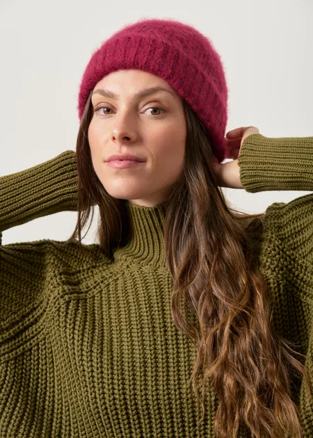 Bonnet en mohair certifié | aubergine "nina", WeDressFair, photo 4