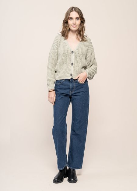 Cardigan maille en coton bio | vert "lena vintage lace", Jan'n June, photo 3