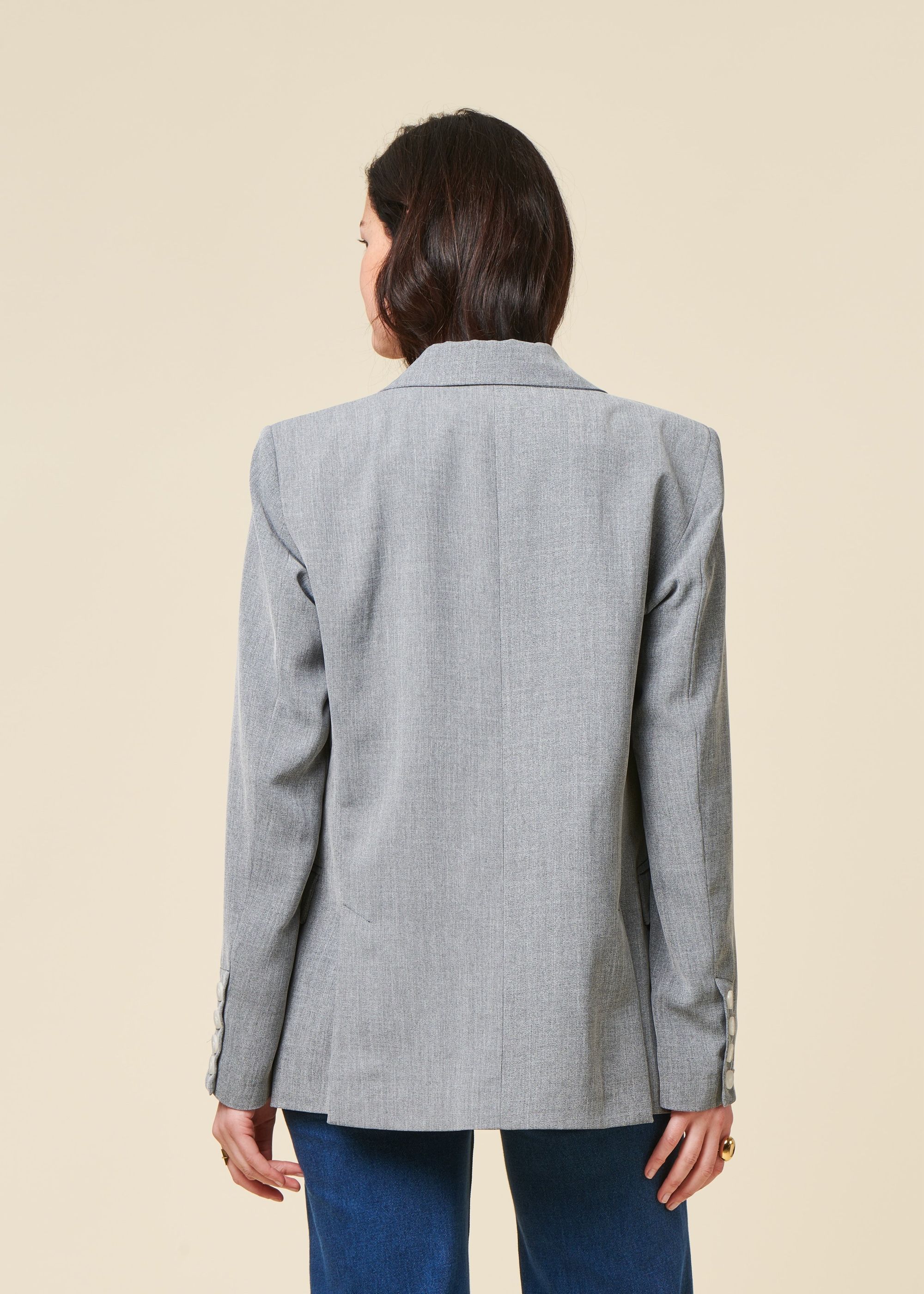Blazer made in france en matière upcyclée | gris "lara", Akho Paris, photo 3