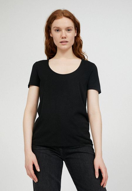 T-shirt col rond noir en tencel et coton bio - jaalila
