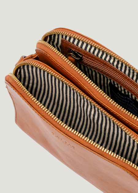 Sac à main bandoulière en cuir certifié | marron "emily leather strap cognac stromboli" - O My Bag