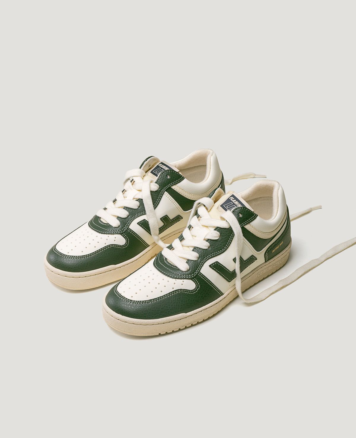 Vegane Sneaker aus recyceltem Material | Weiß und Grün "retro 86s forest pearl", Flamingos Life, Foto 2