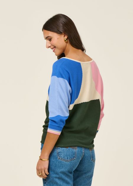 Pull manches 3/4 en coton bio | multicolore "naike - multicolour", SKFK, photo 3