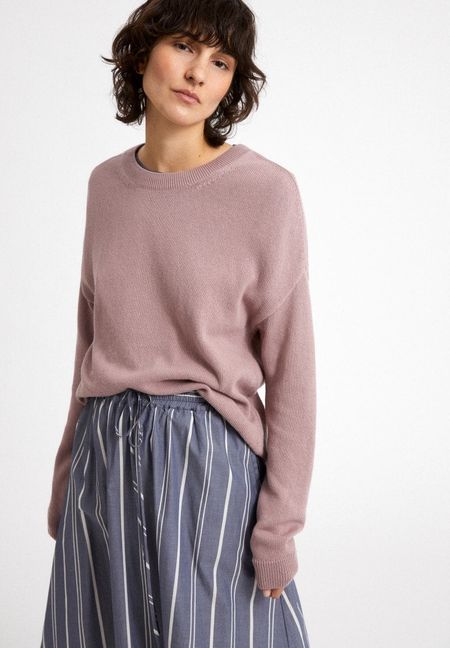 Pull rose à col rond en coton bio - senaa