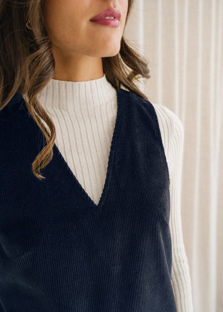 Robe chasuble velours en coton bio | marine "olympe", Bonjour Demain, photo 4