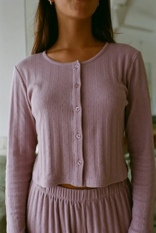 Top pyjama en coton bio | mauve "maud", Nénés Paris
