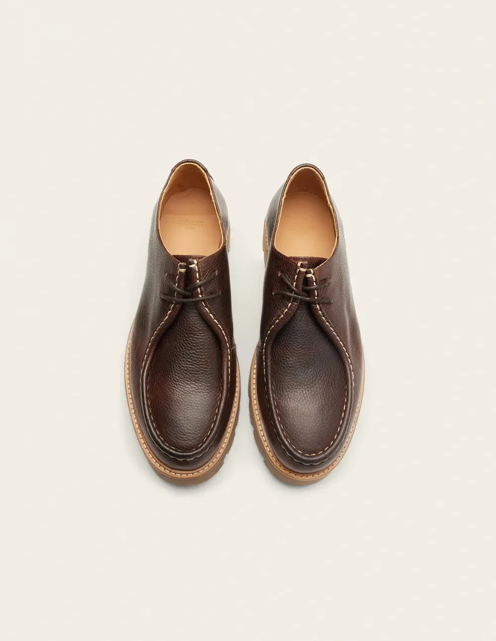 Derbies en cuir certifié | marron "gontran - pull-up grainé marron", Odaje ex M.Moustache, photo 2