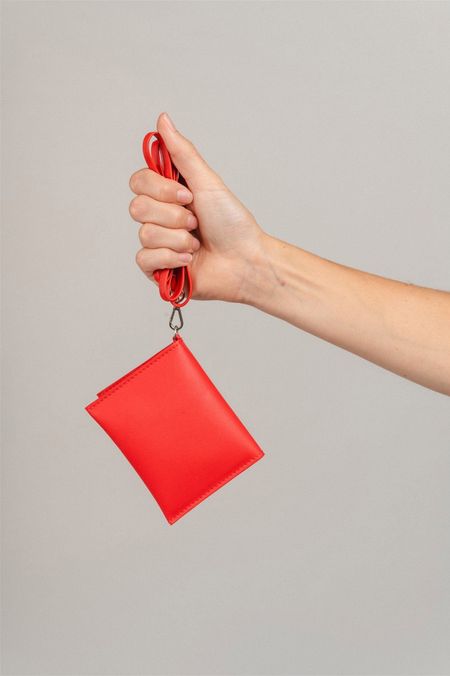 Porte-monnaie rouge en matières recyclées - wallet red femme - Walk with me