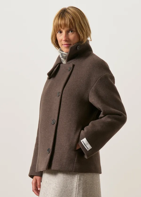 Manteau court en laine recyclée | marron "Majelaa wool jacket - claystone-melange", Armedangels