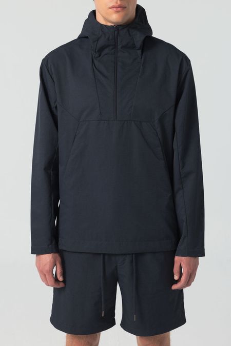 Coupe-vent en matière recyclée | bleu "technical hoodie water repellent - dark navy" - Unfeigned