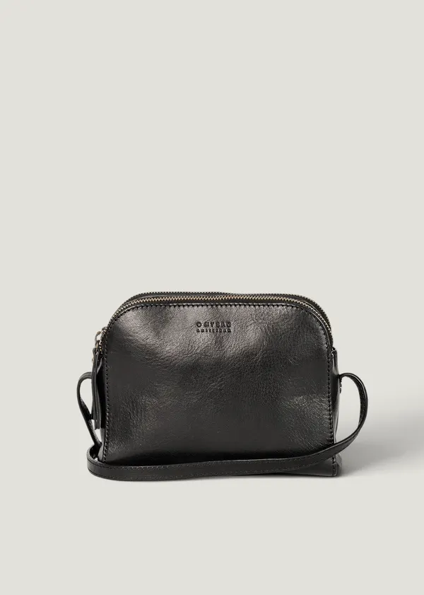 Sac à main bandoulière en cuir certifié | noir "emily leather strap black stromboli leather", O My Bag