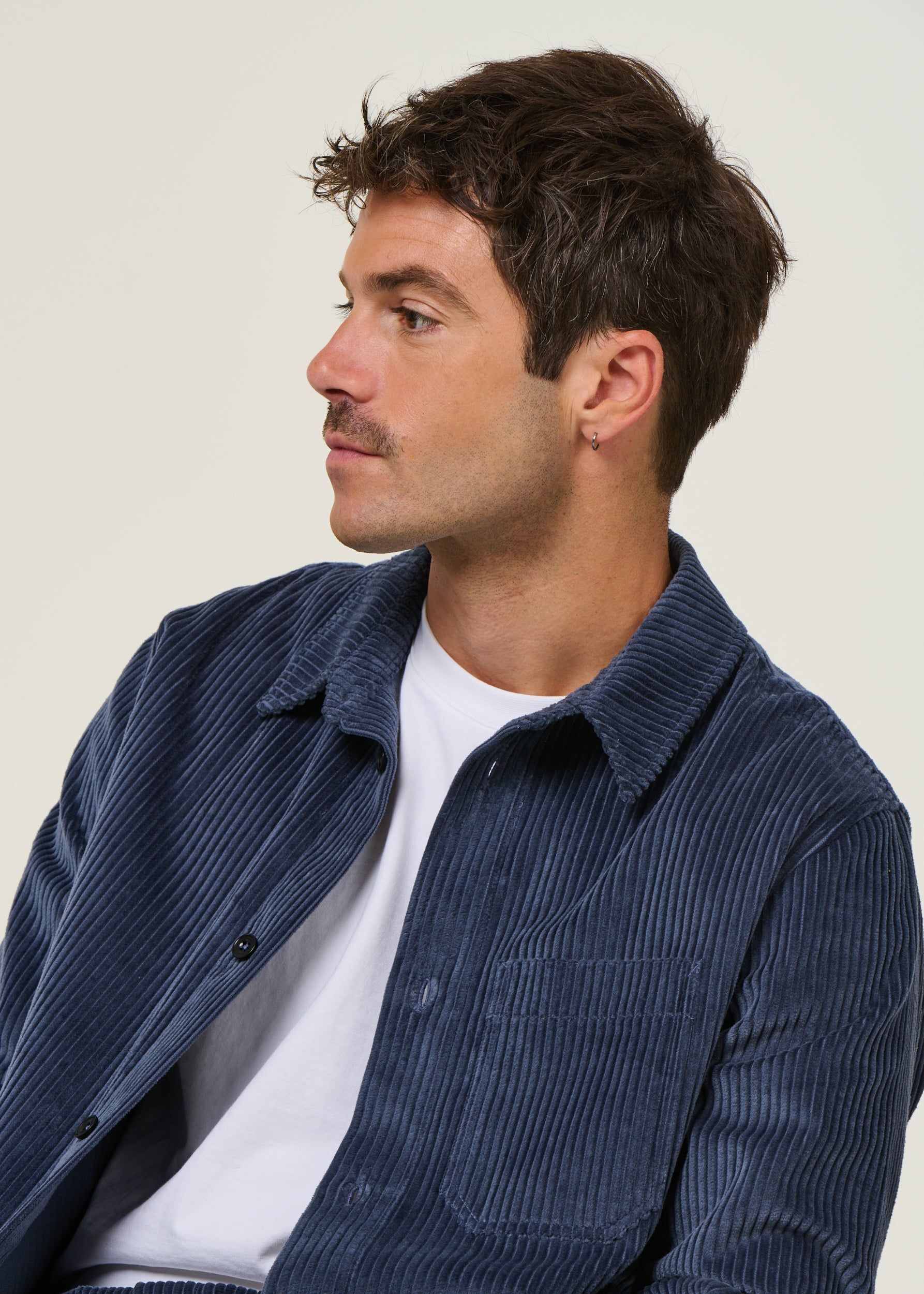 Surchemise velours en coton bio | bleu "cord casual shirt organic cotton - stone blue", Rotholz, photo 3