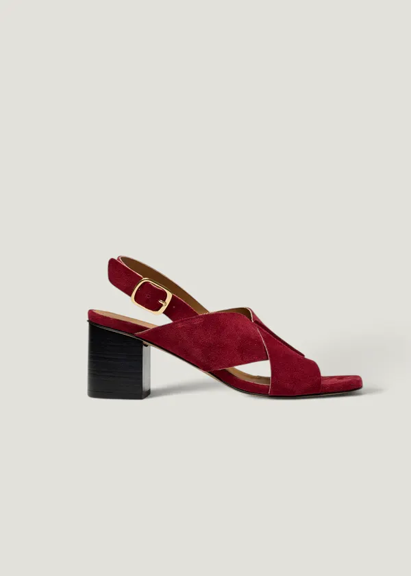 Sandales en cuir certifié | violet "Dea - suède pourpre", Odaje ex M.Moustache