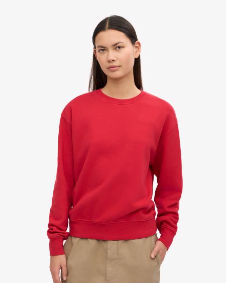 Sweat en coton bio | rouge "classic organic crew - scarlet red"