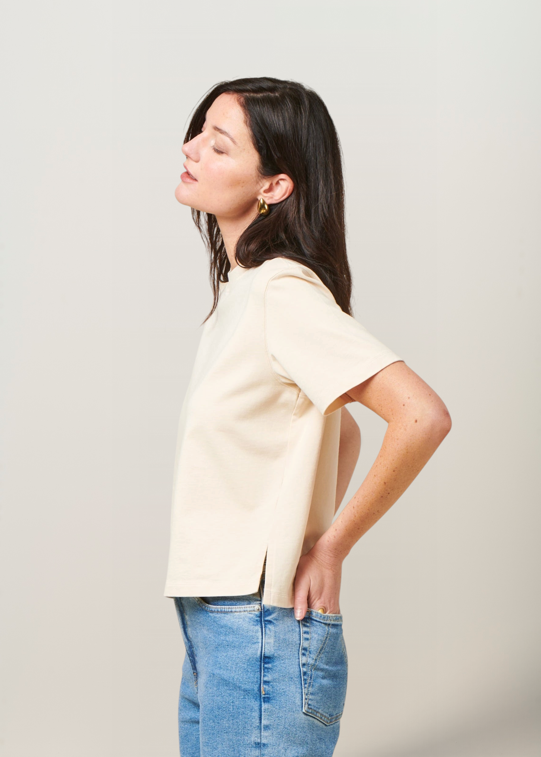 T-shirt boxy en coton bio | écru, WeDressFair, photo 5