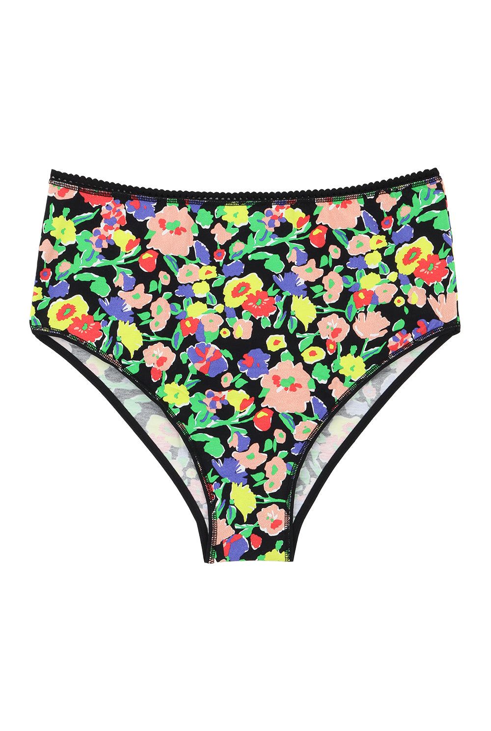 Culotte taille haute coton bio | fleurs noires, We Are Jolies, photo 3