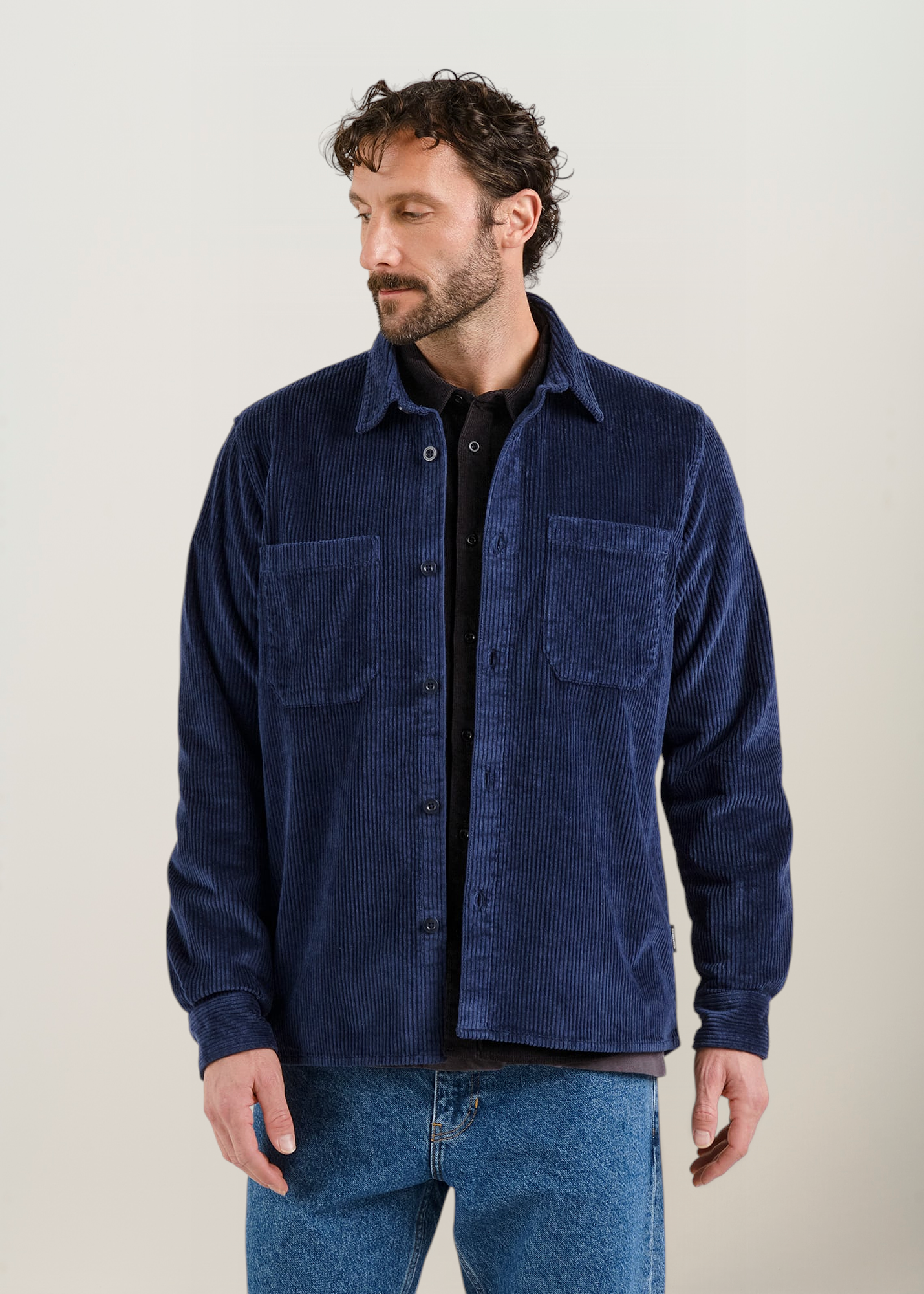 Surchemise velours côtelé en coton bio | bleu "Shirt kil corduroy navy - black iris", Dedicated, photo 1