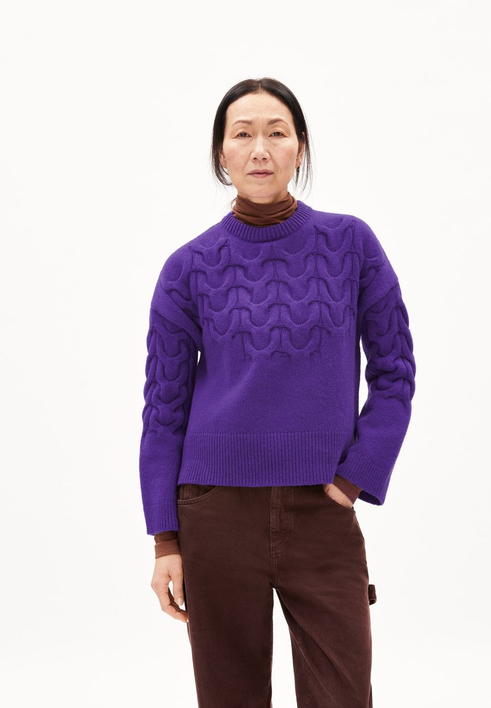 Pull maille en laine bio et recyclée | violet 