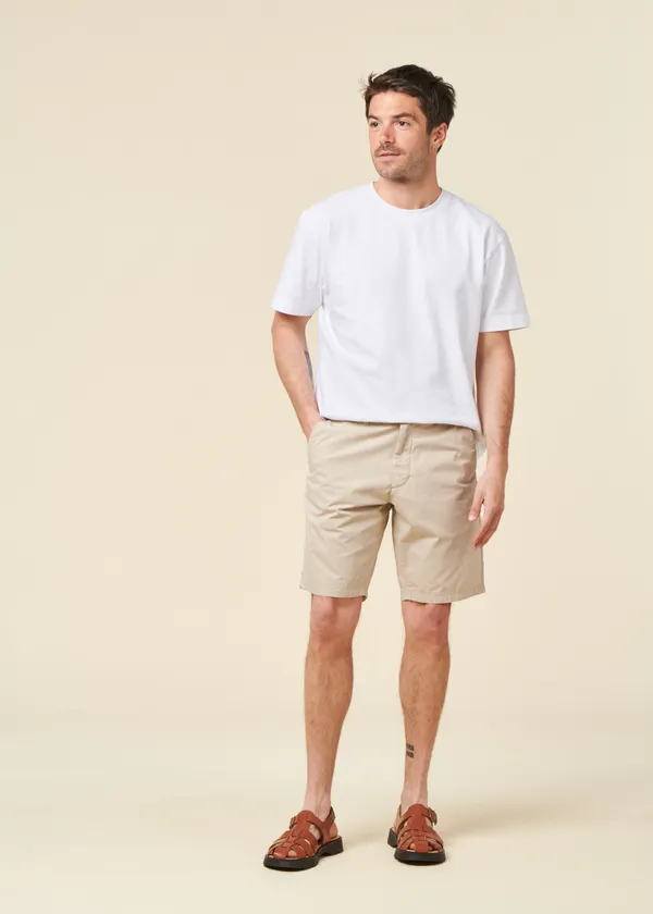 Short léger en coton bio | beige "fig loose poplin elastic waist string shorts light feather gray", Knowledge Cotton Apparel
