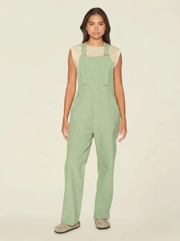 Latzhose aus Bio-Baumwolle | Grün "gale straight slub yarn jumpsuit shale green", Knowledge Cotton Apparel