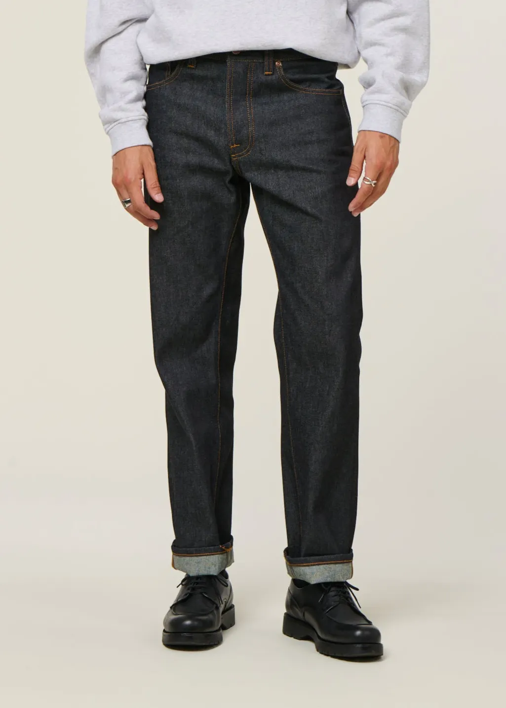 Jean droit large en coton bio | bleu brut "rad rufus dry heavy", Nudie Jeans, photo 1